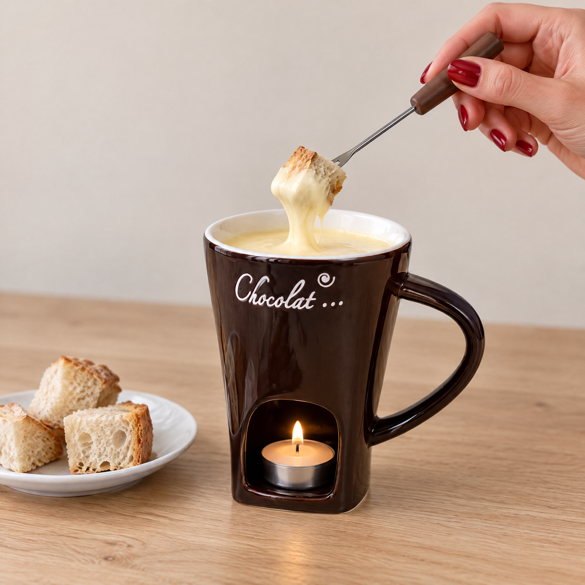 Coffee Melty Mug with melted cheese and bread